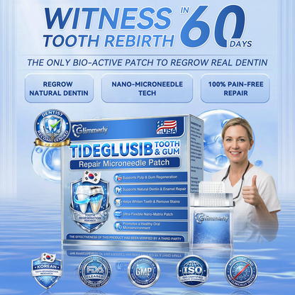 🦷𝐆𝐥𝐢𝐦𝐦𝐞𝐫𝐥𝐲® 🌲Tideglusib flaster s mikroiglama za popravak zubi i desni|Napredne trakice za aktivaciju matičnih stanica (obnavljaju caklinu i dentin, jačaju desni, uklanjaju kamenac i neugodne mirise, zaustavljaju osjetljivost zuba) 3.0