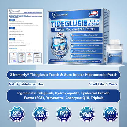 🦷𝐆𝐥𝐢𝐦𝐦𝐞𝐫𝐥𝐲® 🌲Tideglusib flaster s mikroiglama za popravak zubi i desni|Napredne trakice za aktivaciju matičnih stanica (obnavljaju caklinu i dentin, jačaju desni, uklanjaju kamenac i neugodne mirise, zaustavljaju osjetljivost zuba) 3.0
