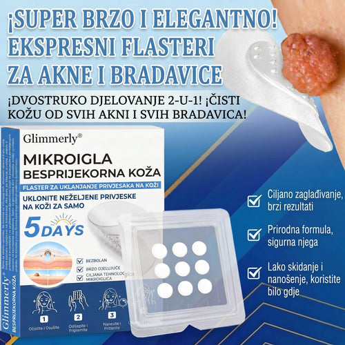 👩‍⚕️ Glimmerly® 2 u 1 MIKROIGLA BESPRIJEKORNA KOŽA | Sredstvo za uklanjanje podignutih madeža, akni, ravnih bradavica i kožnih izraslina | Poboljšava bore, ožiljke i mrlje | Nevidljivi flasteri za prištiće za lice i tijelo | 144 komada