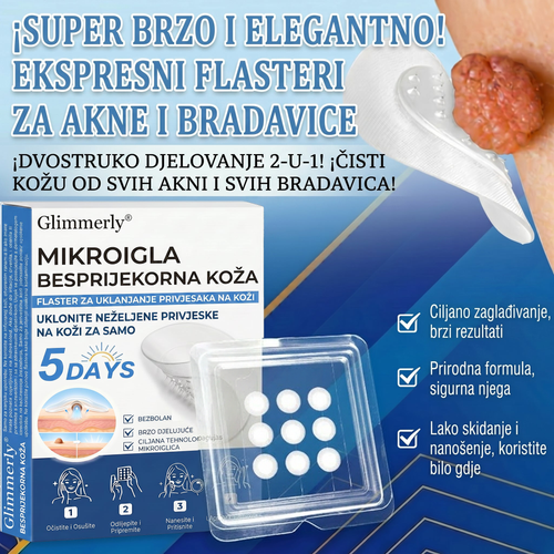 ✔️✔️ Glimmerly® 2 u 1 MIKROIGLA BESPRIJEKORNA KOŽA | Sredstvo za uklanjanje podignutih madeža, akni, ravnih bradavica i kožnih izraslina | Poboljšava bore, ožiljke i mrlje | Nevidljivi flasteri za prištiće za lice i tijelo | 144 komada